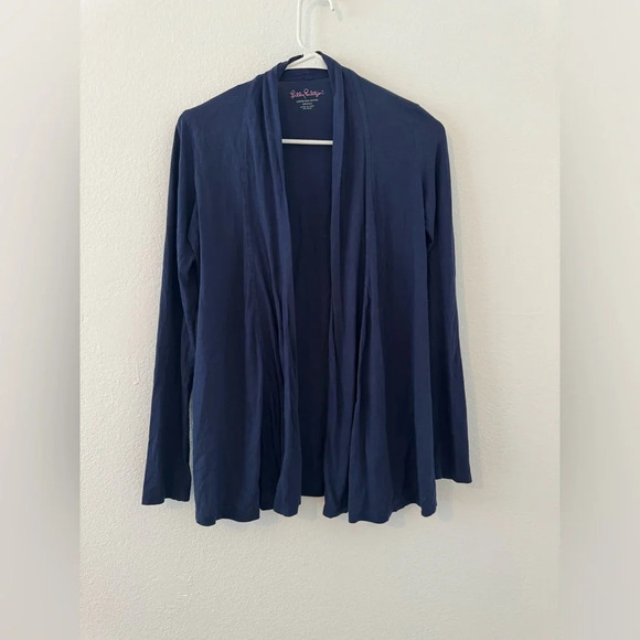 Lilly Pulitzer Navy Open Front Long Sleeve Pima Cotton Cardigan Soft Size XS - Picture 1 of 7